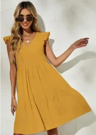 shein-sukienka-zolta-trapezowa-gladka-40-42-v6l