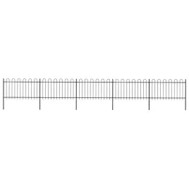 ogrodzenie-z-zaokraglonymi-koncami-stalowe-85-x-1-m-czarne-lumarko
