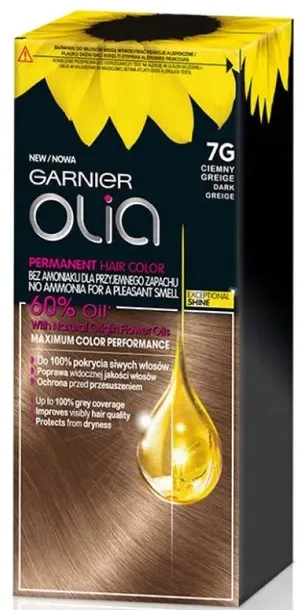 GARNIER OLIA FARBA DO WŁOSÓW Z OLEJKAMI KWIATOWYMI 7G CIEMNY GREIGE