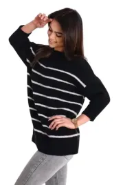 shein-damski-sweter-czarny-w-paski-lym