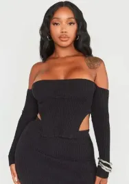 prettylittlething-czarny-top-prazkowany-xs-egj