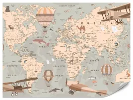 fototapeta-dla-dzieci-mapa-swiata-tapeta-dla-dzieci-styl-vintage-450x300