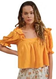 shein-bluzka-damska-pomaranczowa-z-lnem-xl-vuo