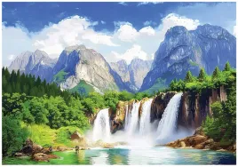 fototapeta-3d-wodospad-gory-las-natura-na-sciane-sypialnia-salon-400x280