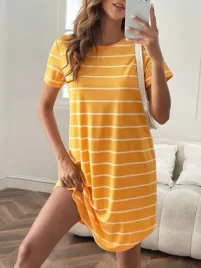 shein-damska-sukienka-zolta-paski-klasyk-l-lii