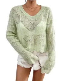shein-sweter-damski-zielony-cienki-casual-38-lwo
