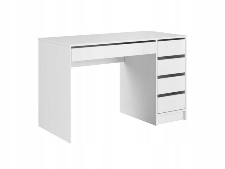 Promocja ﻿Nowoczesne biurko biały mat 120×55 5 szuflad wyprzedaż przecena