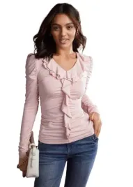 shein-bluzka-dopasowana-rozowa-falbany-xs-lrq