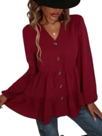 shein-bluzka-damska-bordowa-z-guzikami-38-ljk