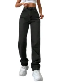 shein-spodnie-damskie-jeansowe-proste-czarne-wysoki-stan-36-l5f