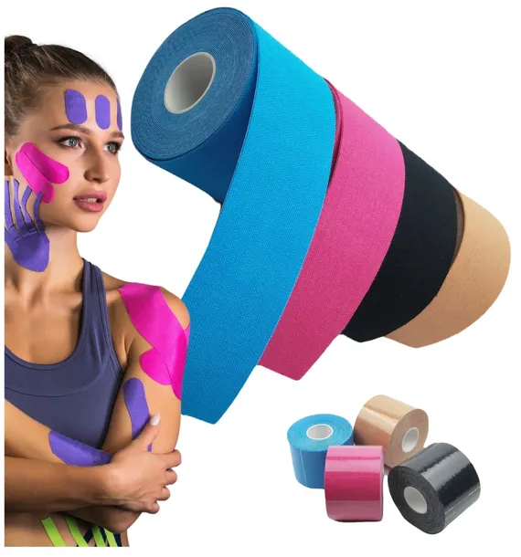 4x TAŚMA KINEZJOLOGICZNA TAPE TAPING TEJPY DO CIAŁA NA KOLANA ŁOKCIE 5cm 5m