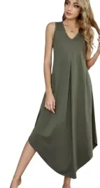 shein-sukienka-zielona-prosta-gladka-midi-36-v4g