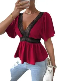 shein-czerwona-bluzka-damska-z-koronka-38-l2v