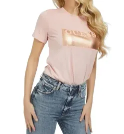 guess-t-shirt-damski-blyszczacy-logo-rozowa-xs-wyf