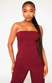 prettylittlething-top-bordowy-gladki-krotki-40-egz