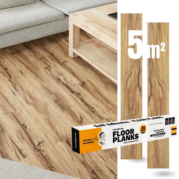 Panele Winylowe Samoprzylepne 5m² NATURALNE DREWNO Deski parkiet WODOODP*