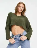 pullandbear-sweter-damski-khaki-krotki-m-m4v-stan-nowy