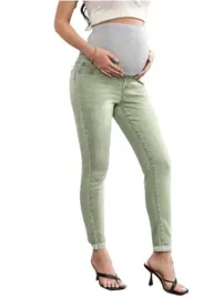 shein-spodnie-jeansowe-zielone-ciazowe-46-lwl