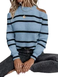 shein-damski-sweter-niebiesko-czarny-paski-36-lts
