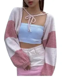 sweter-damski-rozowy-wiazany-casual-paski-s-lwo
