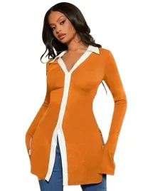 shein-bluzka-pomaranczowa-na-guziki-casual-38-lga