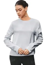 shein-bluzka-damska-satynowa-szara-gladka-38-lgz