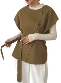 kamizelka-z-wiazaniem-brazowa-casual-gladka-m-lgn