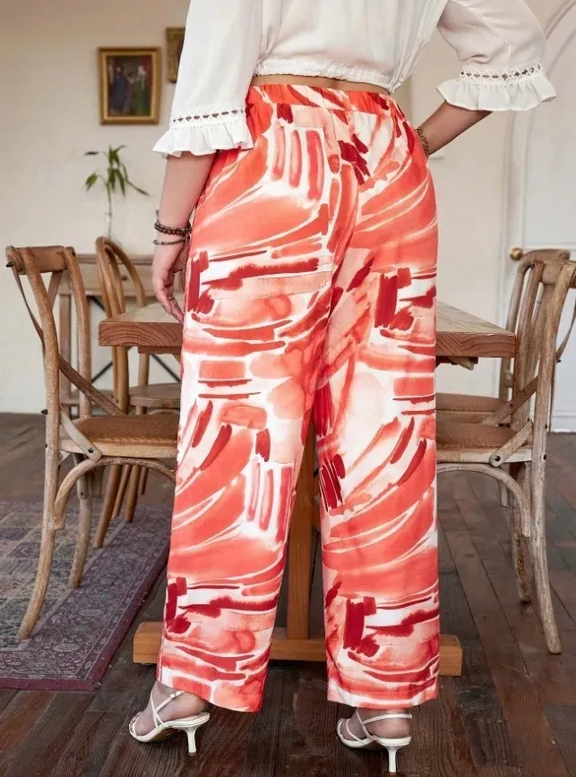 shein-plus-size-pomaranczowe-spodnie-basic-46-lsj-stan-nowy