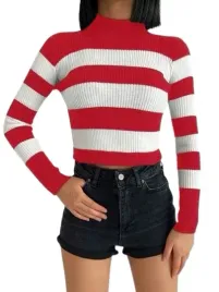 sweter-dopasowany-w-paski-damski-czerwony-lse