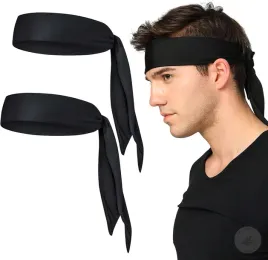 elastyczna-wiazana-opaska-na-czolo-bandana-sportowa-treningowa-czarna-2szt