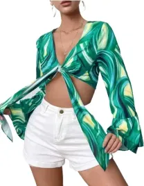 shein-bluzka-damska-zielona-wiazana-wzor-44-lws