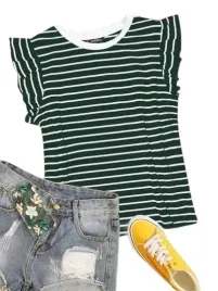 shein-t-shirt-damski-zielony-w-paski-casual-34-lwf