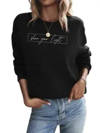 shein-bluza-klasyczna-czarna-nadruk-40-42-lox