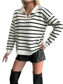 sweter-damski-kremowy-w-paski-dlugi-rekaw-lof