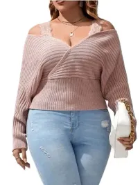 shein-plus-size-sweter-damski-rozowy-luzny-50-lot