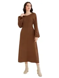 shein-sukienka-midi-brazowa-dzianinowa-36-loo