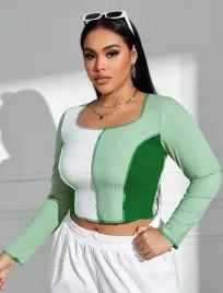 shein-plus-size-bluzka-zielona-dlugi-rekaw-48-lly