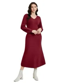 shein-sukienka-damska-midi-czerwona-prosta-38-llt