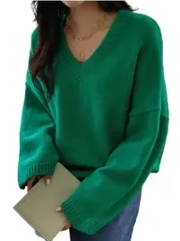 shein-zielony-damski-sweter-dlugi-rekaw-s-lln