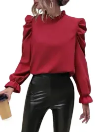 shein-damska-bluzka-czerwona-dlugi-rekaw-34-llr