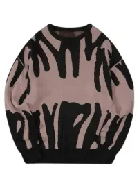 sweter-damski-bezowy-wzorzysty-prosty-s-ljr