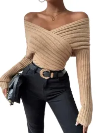 shein-sweter-damski-brazowy-gladki-basic-40-42-ljr