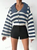 sweter-damski-w-paski-zapinany-basic-one-size-lkv-stan-nowy