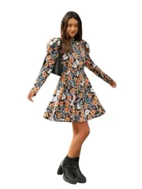 shein-sukienka-czarna-w-kwiaty-krotka-40-42-ljq