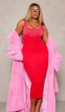 prettylittlething-sukienka-midi-czerwona-m-ejr-stan-nowy