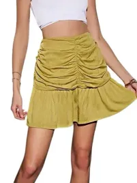 shein-spodnica-marszczona-zolta-mini-casual-36-lhr