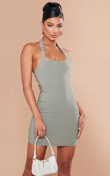 prettylittlething-sukienka-khaki-mini-basic-42-ejb-stan-nowy