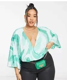 body-damskie-plus-size-bialo-zielone-casual-46-xeu