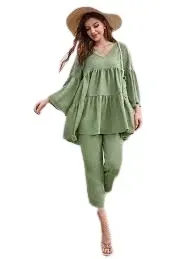 shein-komplet-zielony-bluzka-i-spodnie-34-lbf