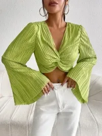 shein-bluzka-damska-zielona-dlugi-rekaw-40-42-lfg